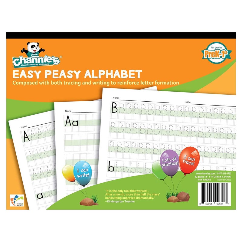 Channie's Easy Peasy Alphabet Tracing Book for Kids Ages 3-5  Pre K & Kindergarten Writing Workbook for Handwriting & Tracing  Effective Alphabet Practice With Color-Coded Blocks - Image 1